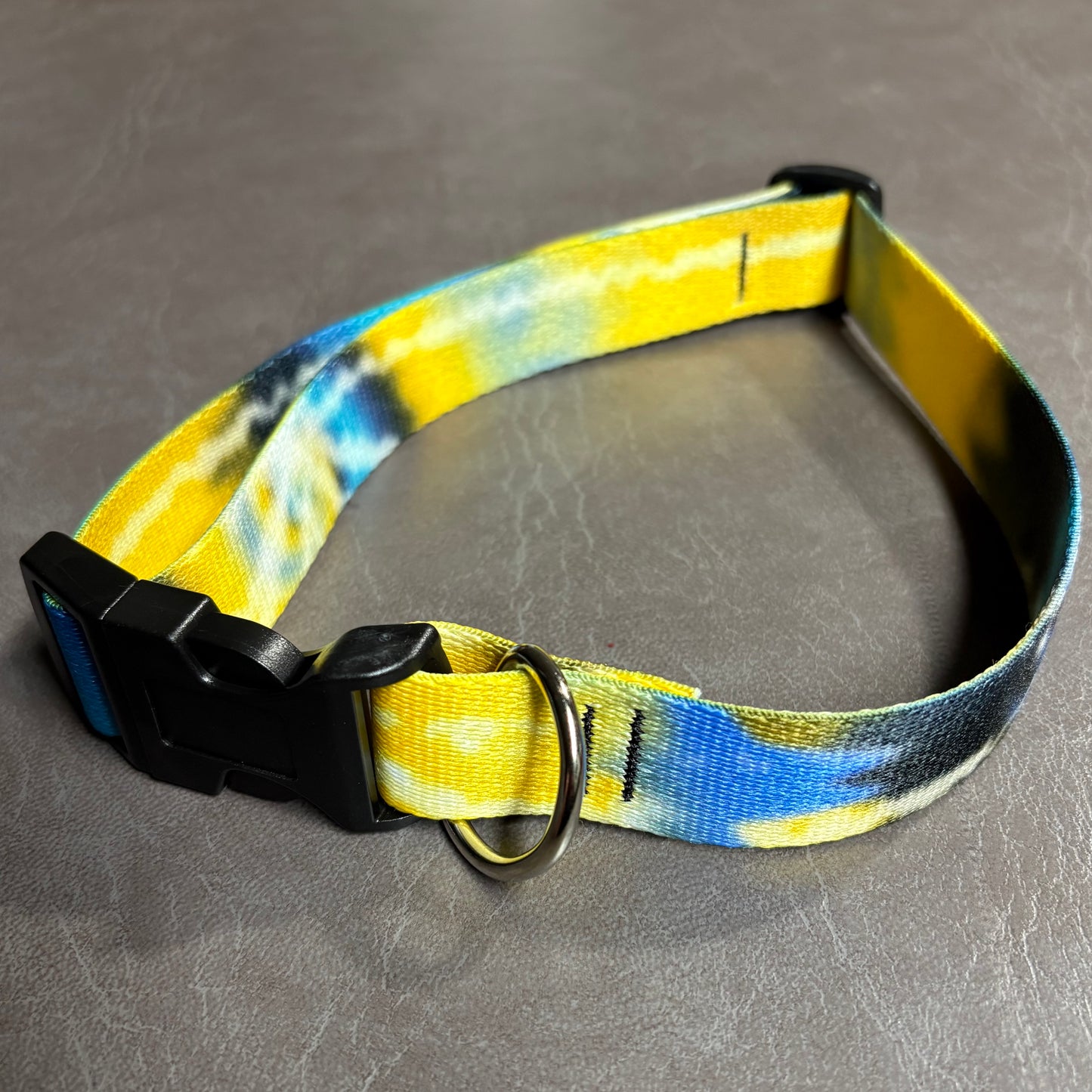 DOG COLLAR - BLUE/GOLD TIE DYE M/L