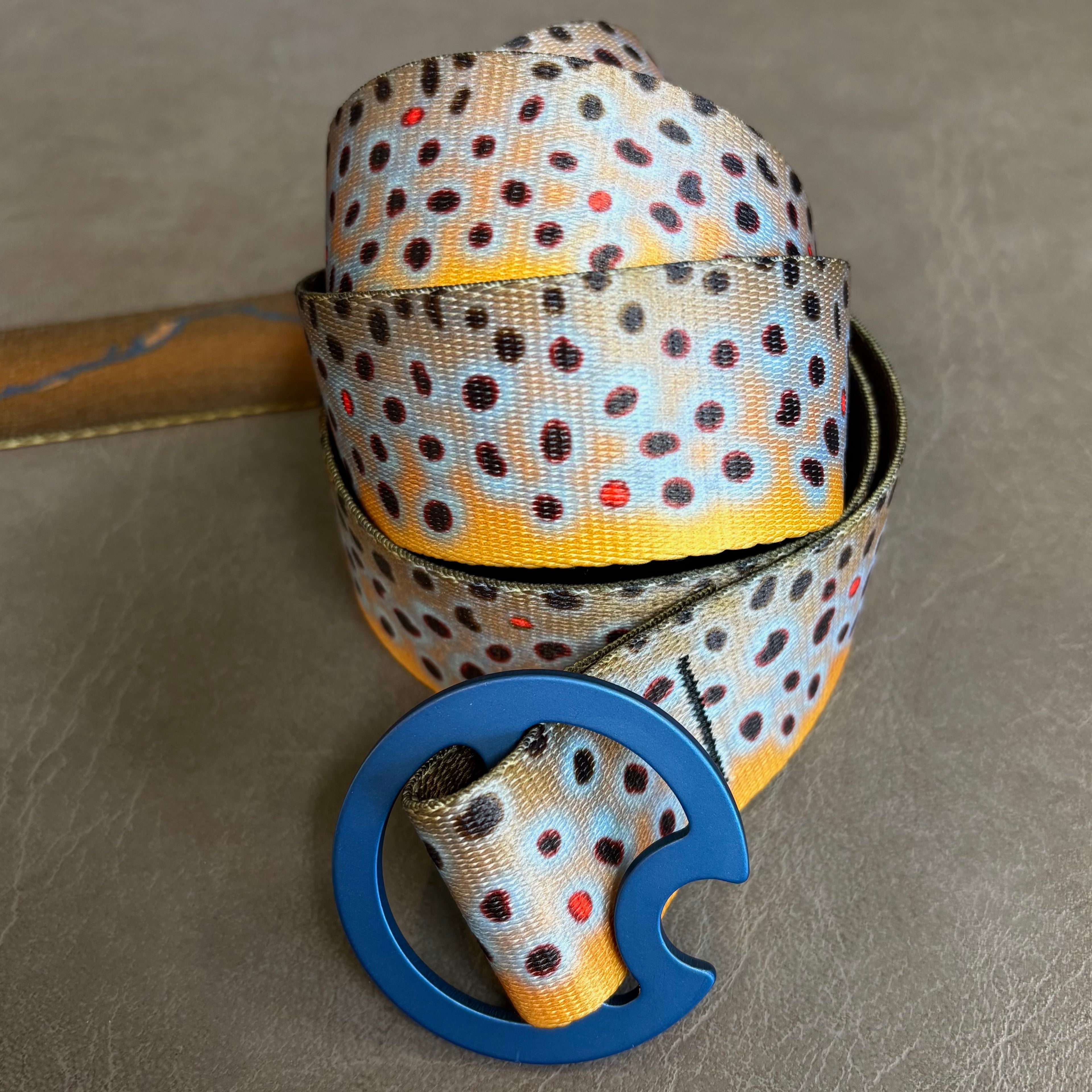 BROWN TROUT BELT - REVERSIBLE (BLUE BUCKLE)