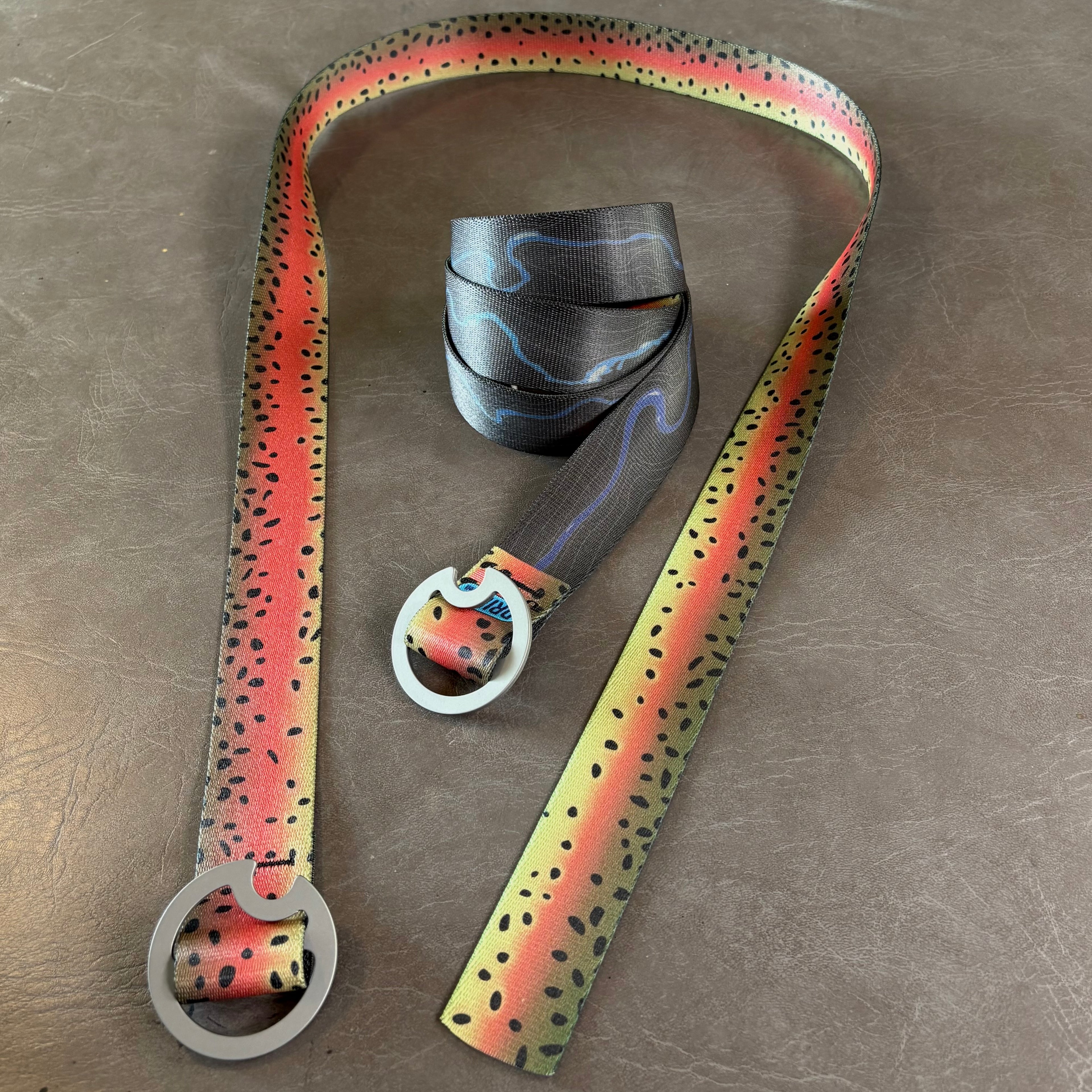 RAINBOW TROUT BELT - REVERSIBLE (GRAY BUCKLE)
