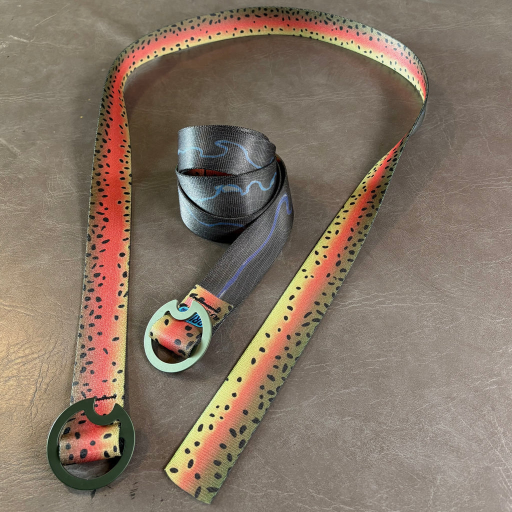 RAINBOW TROUT BELT - REVERSIBLE (OLIVE BUCKLE)