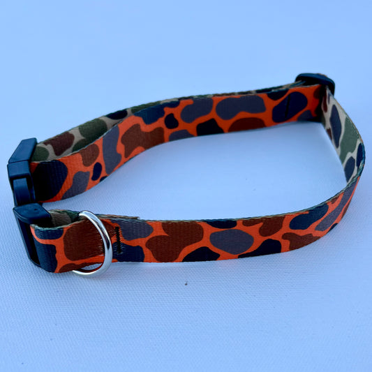 DOG COLLAR - BLAZE ORANGE DUCK CAMO M/L
