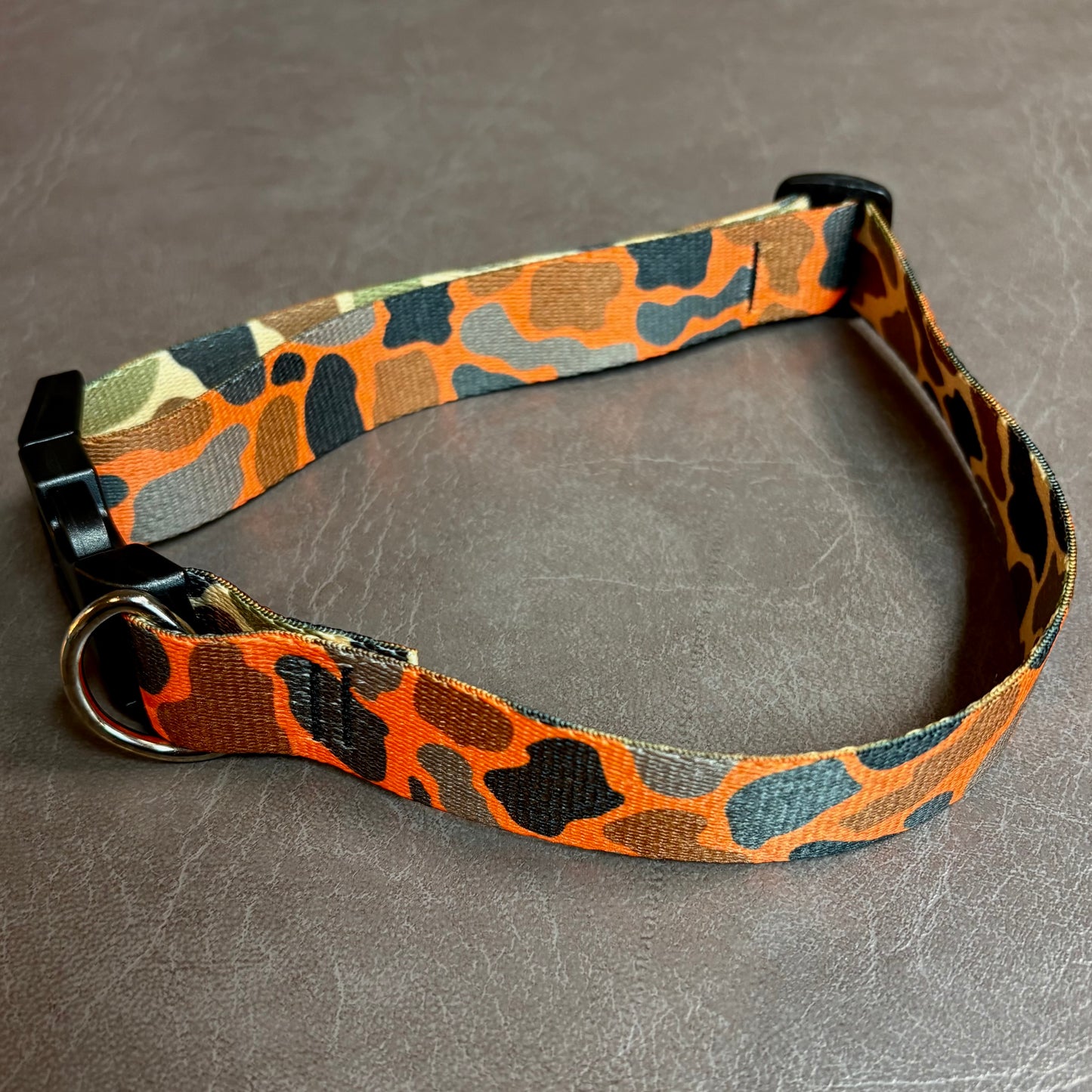 DOG COLLAR - BLAZE ORANGE DUCK CAMO M/L