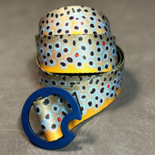 BROWN TROUT BELT - REVERSIBLE (BLUE BUCKLE)