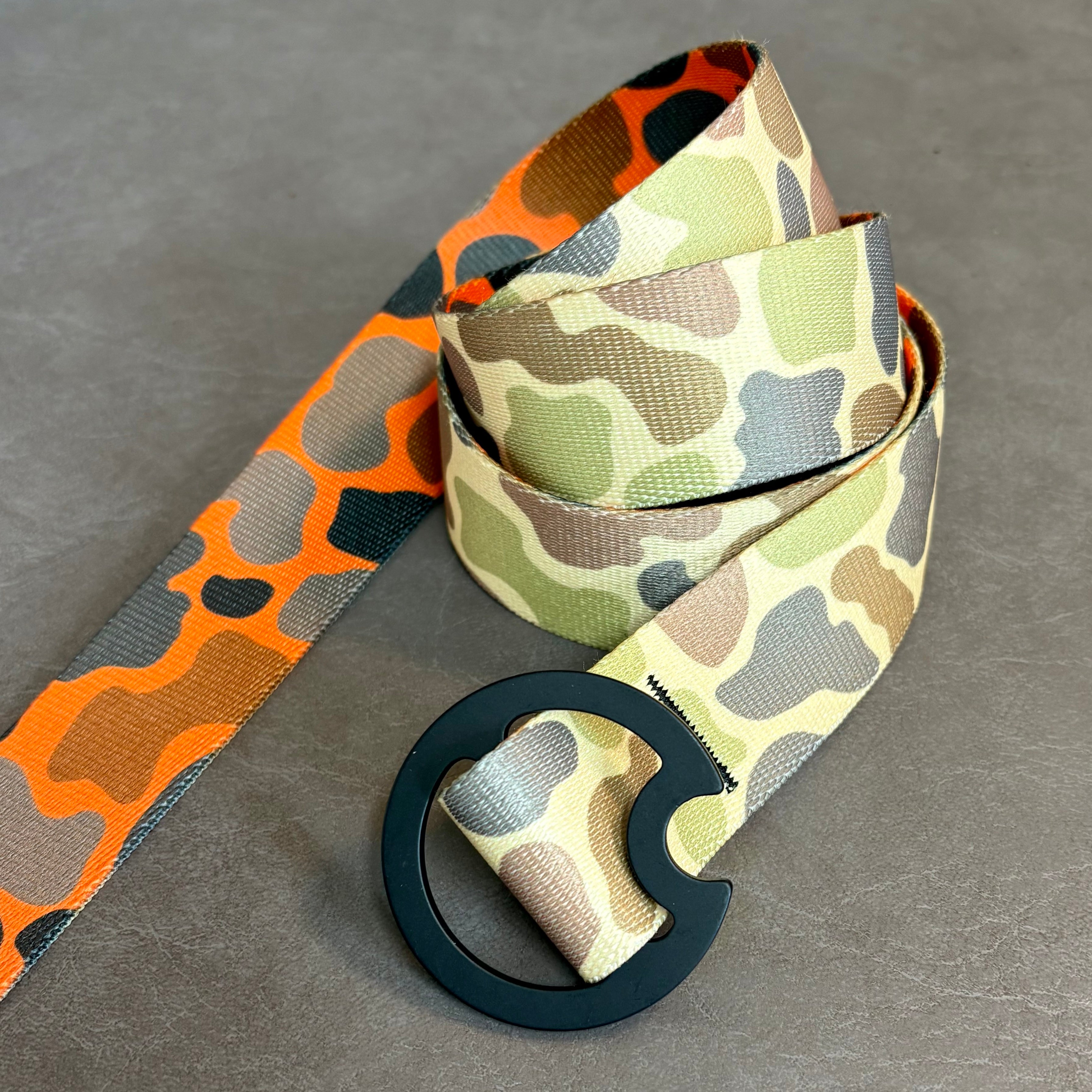 OLD SCHOOL DUCK CAMO/BLAZE CAMO BELT - REVERSIBLE