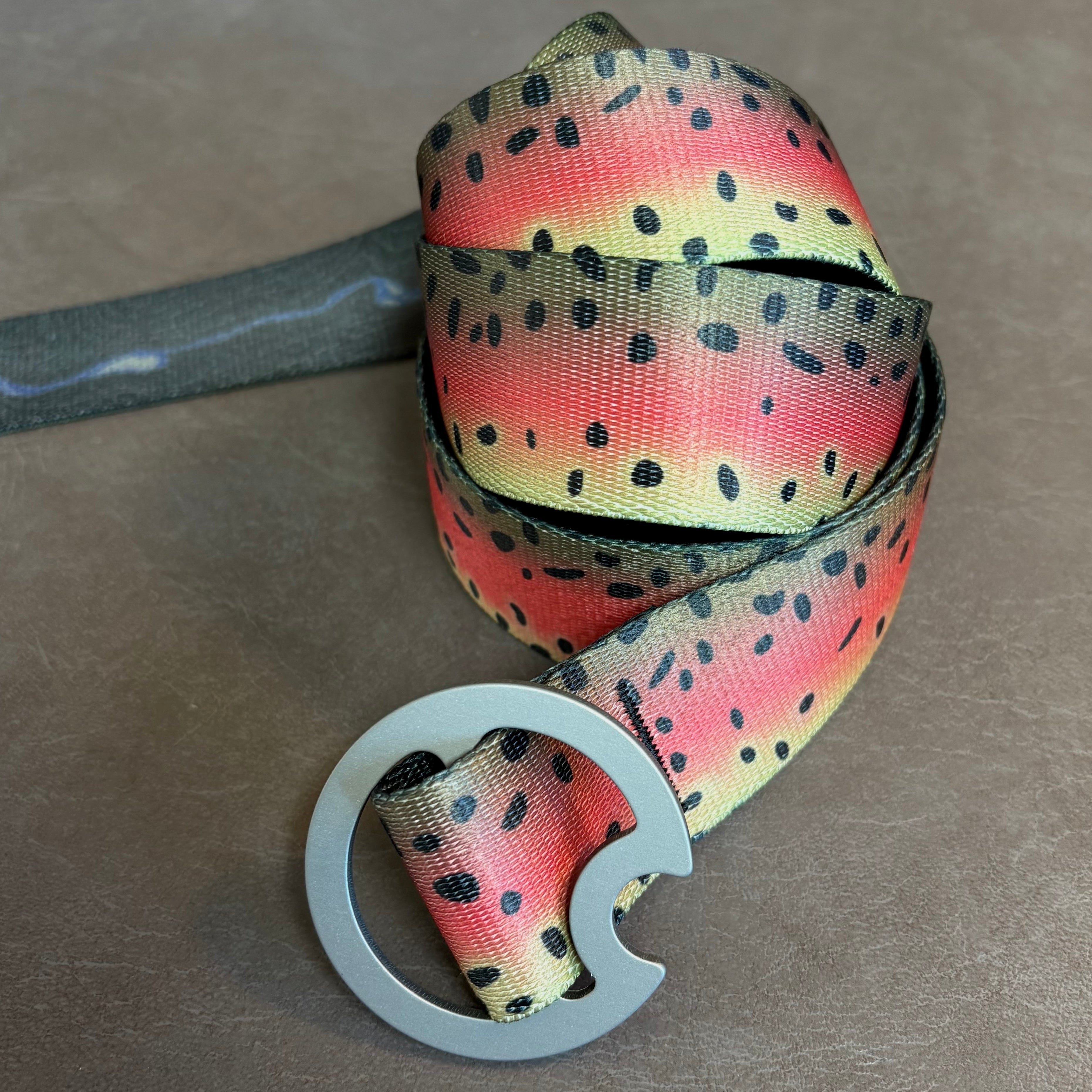 RAINBOW TROUT BELT - REVERSIBLE (GRAY BUCKLE)